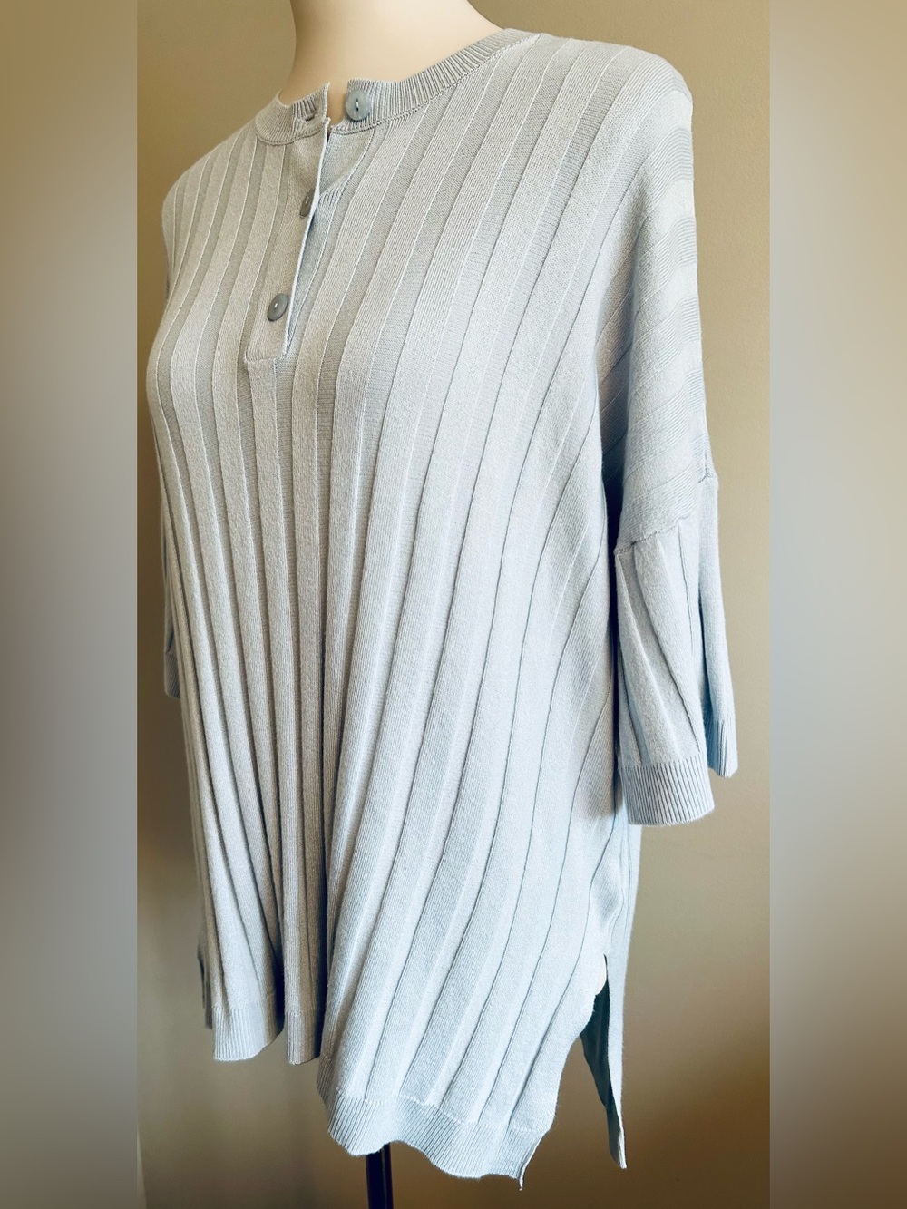 NWT - Lumiere Viscose Henley in Ice Blue